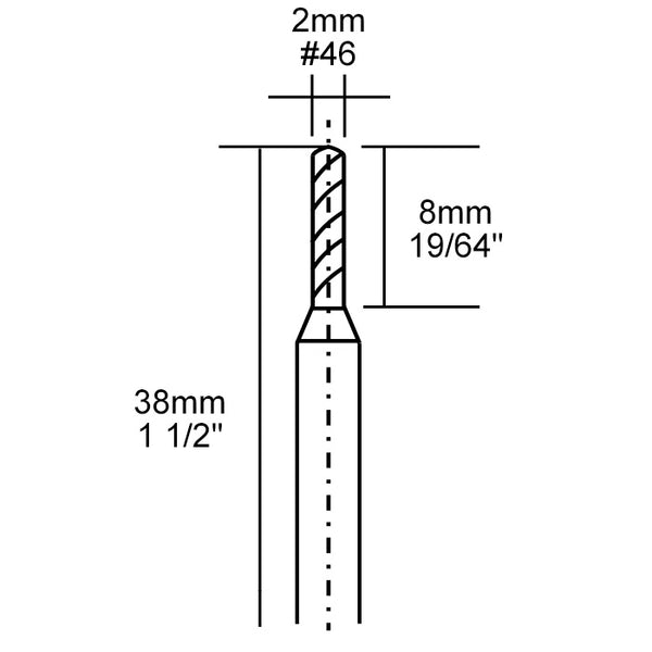 Tungsten carbide micro drills, 2 pcs. (Ø 5/64")