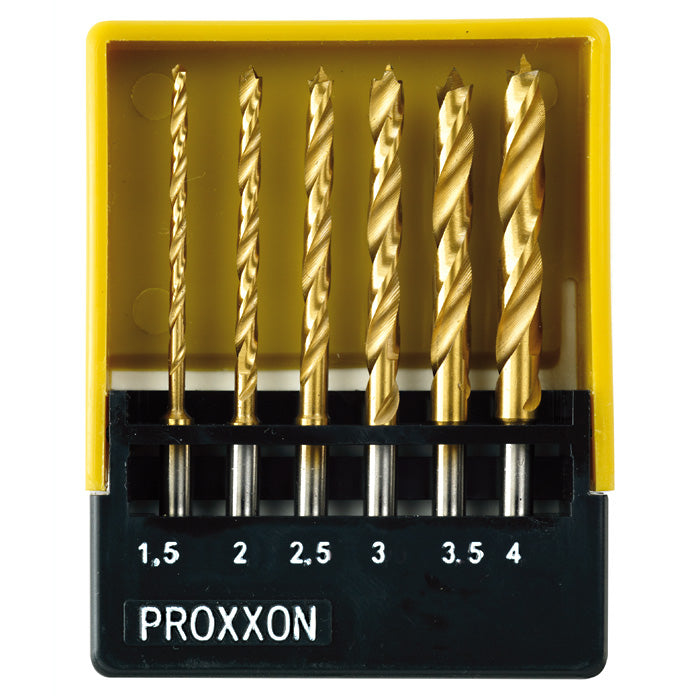 HSS twist drill set, titanium nitrate coated with brad point