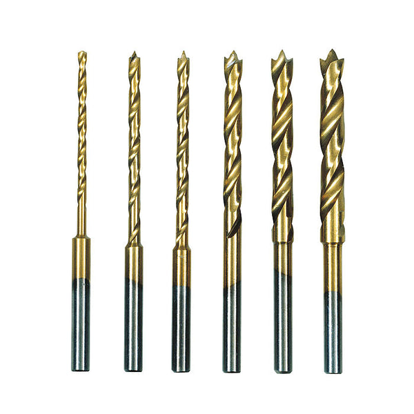 HSS twist drill set, titanium nitrate coated with brad point