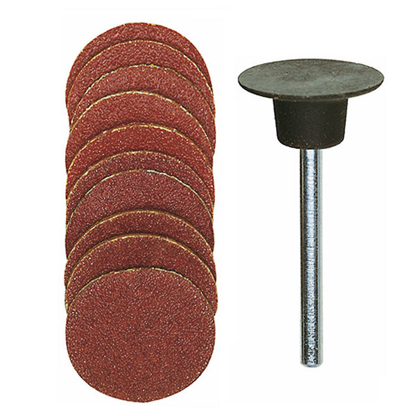Sanding pad with 10 sanding discs, 5 each 120 and 150 grit
