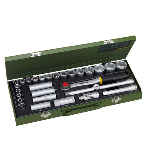 29-piece socket set for powerful mechanical work with 1/2" ratchet