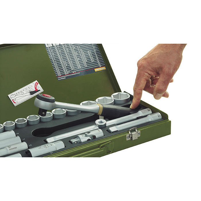 24-piece compact socket set with 3/8