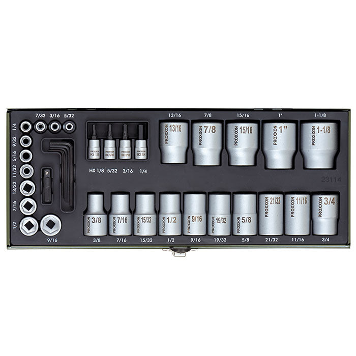 36-piece set of sockets and bit sockets for inch sizes – PROXXON Inc