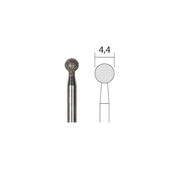 Diamond grinding bits in spherical shape, tip diameter 4,4mm, 2 pcs.