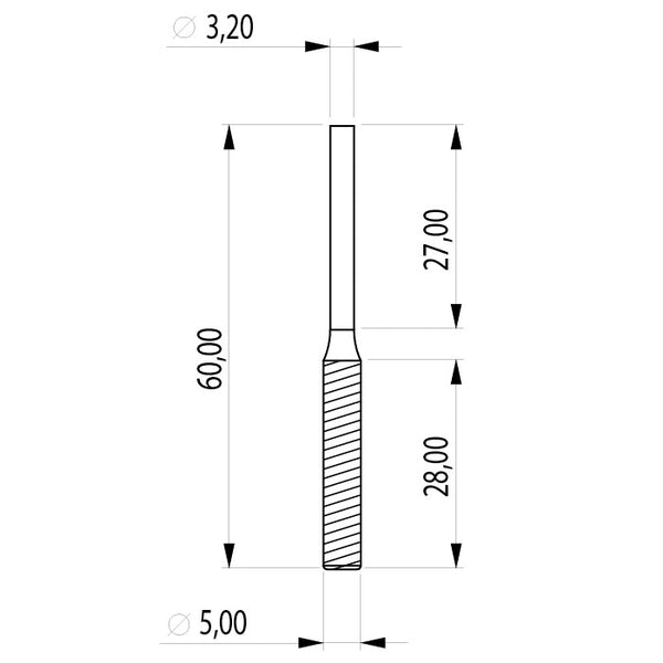 Diamond-coated grinding bits, cylinder, diameter 5mm, 2 pcs.