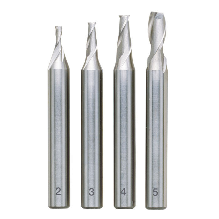 4 piece milling cutter set (2, 3, 4 and 5 mm)