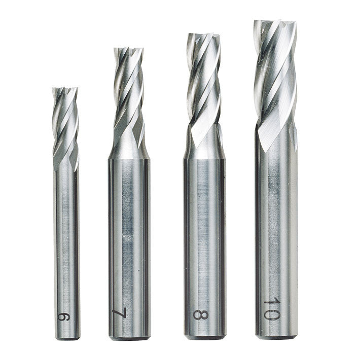 4 piece milling cutter set (6, 7, 8 and 10 mm)