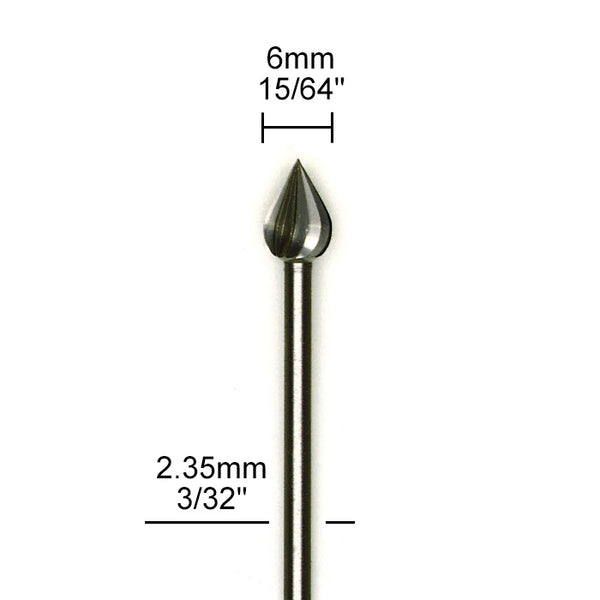Tungsten vanadium cutter, flame, 2 pcs., Ø 15/64"