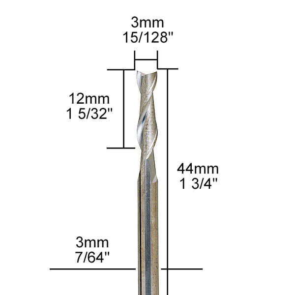 Tungsten carbide milling cutter, Ø 15/128"
